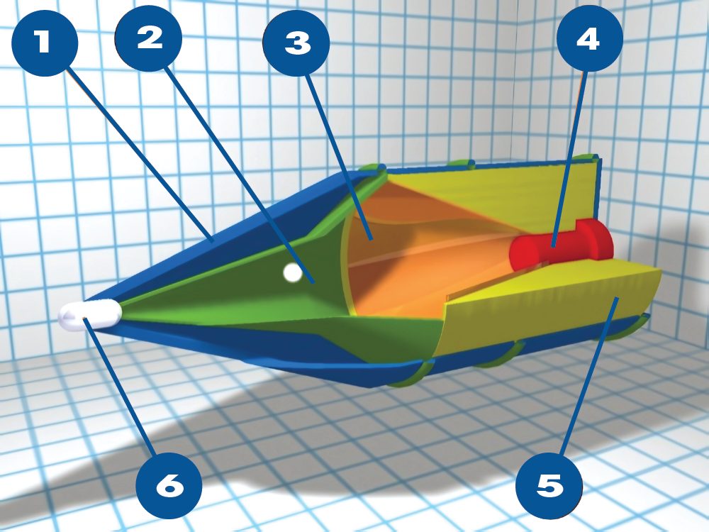 A cross section of a shaped charge