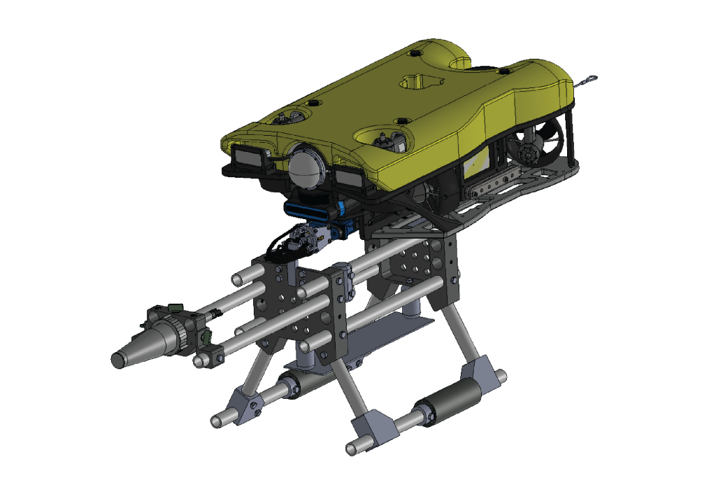 Technical drawing of an ROV equipped with Alford REDS and Pluton shaped charge