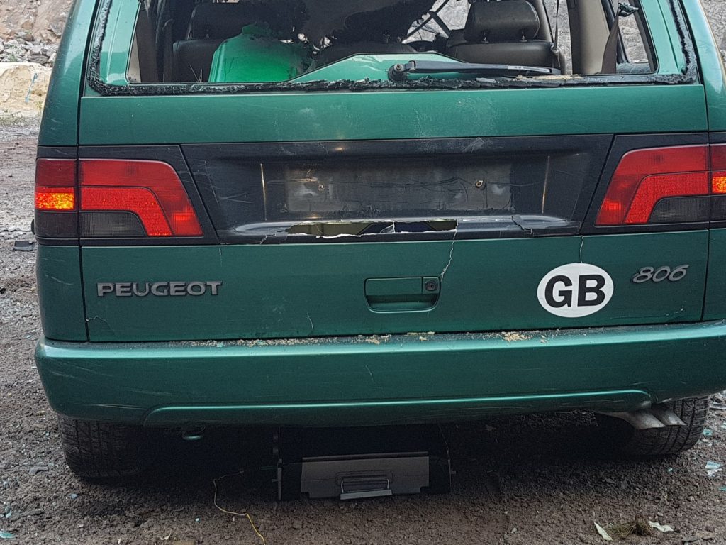 Alford BootBanger positioned beneath a Vehicle Borne Improvised Explosive Device (VBIED)