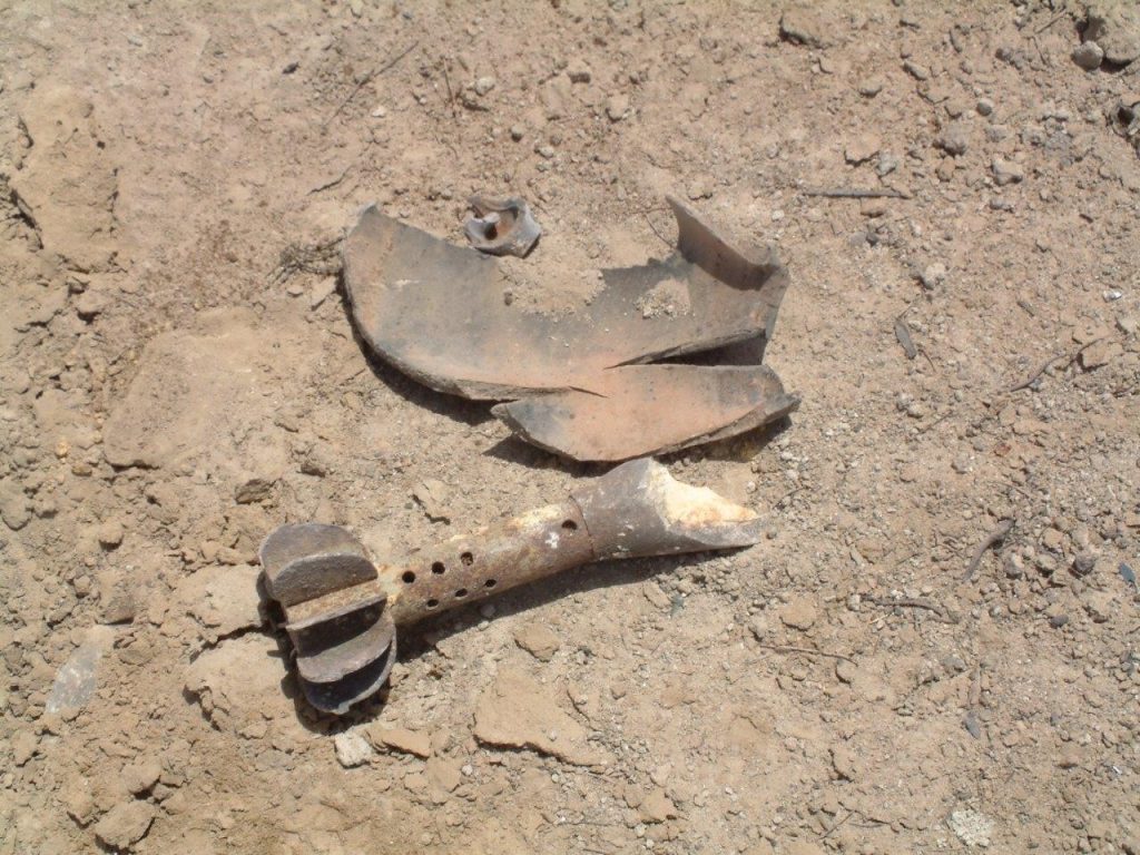 UXO after attack from Vulcan shaped charge