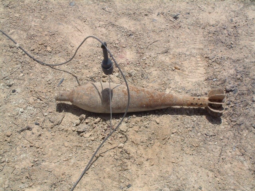 Vulcan shaped charge in position against UXO