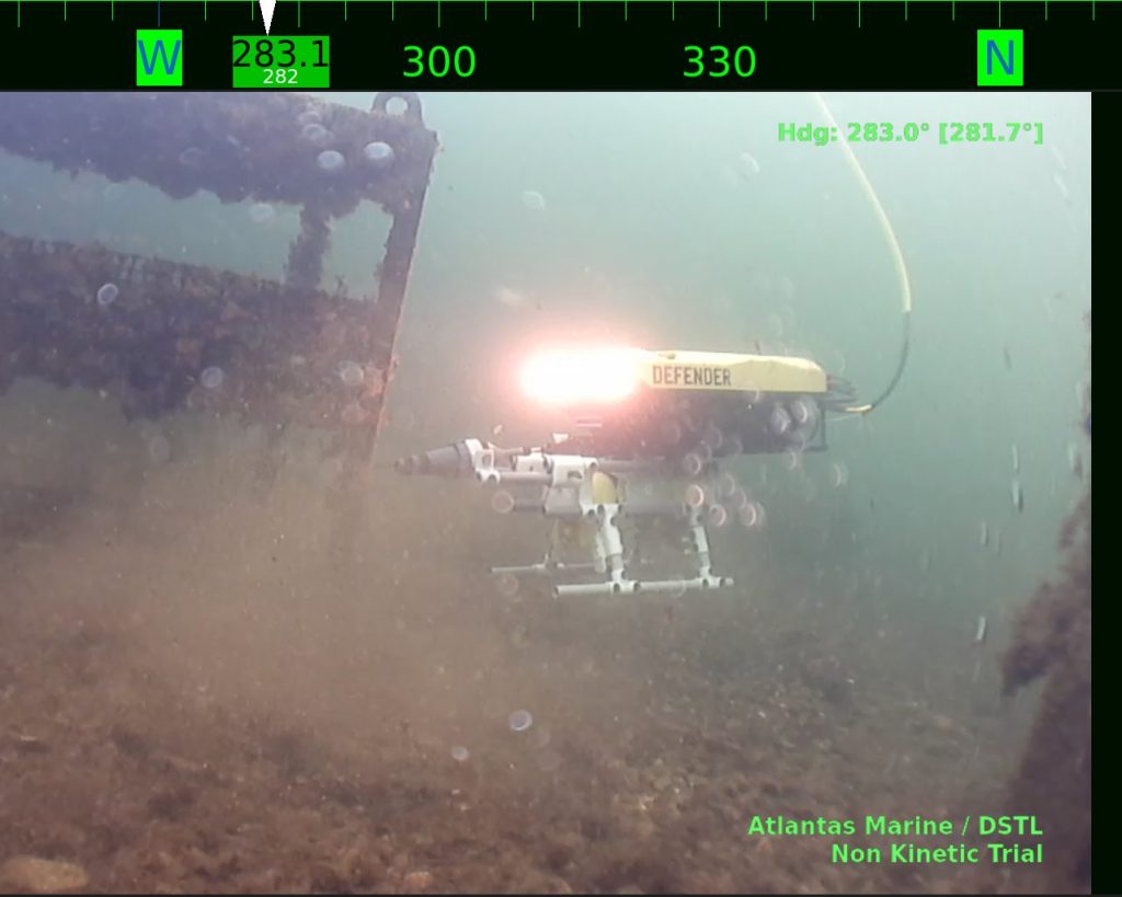 REDS being positioned against underwater UXO by ROV