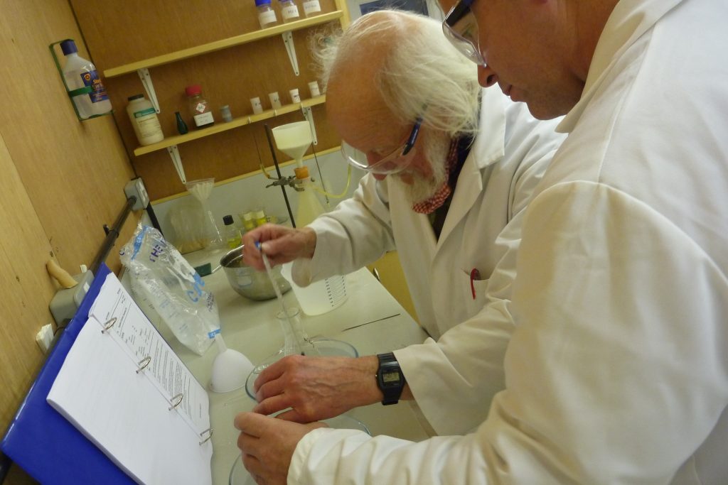 The late Dr Sidney Alford working in his laboratory