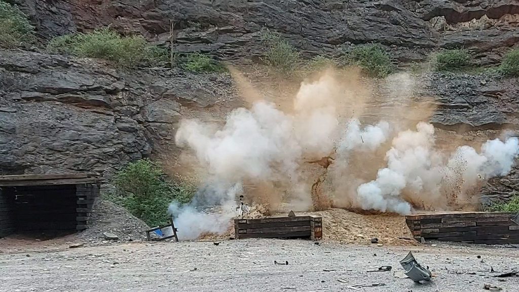 An explosion in the sandpit at Broadmead Range