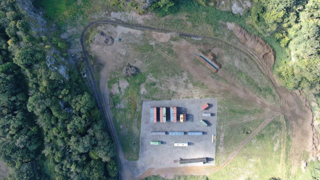 Overhead view of Emborough Range trench system and container park